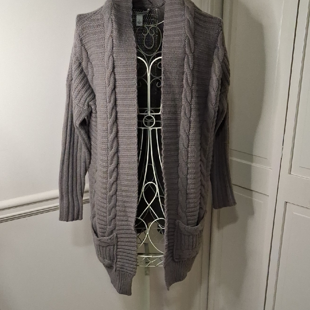 Autumn Cashmere Heather Gray Cable Knit Cardigan